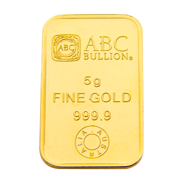 Back of 5 g ABC Bullion Eureka Gold cast bar 