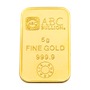 Back of 5 g ABC Bullion Eureka Gold cast bar 