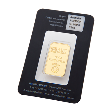 1/2 oz ABC Bullion Eureka Gold cast  bar in final packaging 