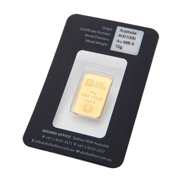 10 g ABC Bullion Eureka Gold cast bar in final packaging