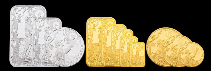 Silver and Gold Eureka coins and bars