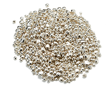 Close-up image of silver granules